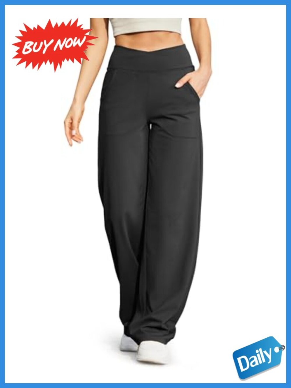 Wide Leg Yoga Pants High Waist Crossover Pocket Palazzo Pants